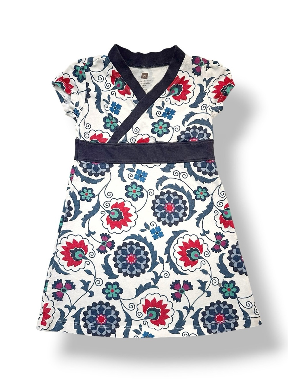 Tea Collection | Short Sleeve Wrap Neck Dress (3)